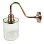 Prohibition Curve Wall Fitment Antique Brass with Hammered Cylindrical Glass Shade