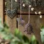 Set of Three Mini Embroidered Stone Hanging Decorations - Star, Heart & Tree