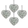 Set of Four Medium Glass Beaded Zig Zag Heart Decorations 