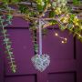 Set of Four Small Glass Beaded Zig Zag Heart Decorations 