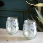 Set of Two Palm Etched Glasses