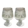 Set of Two Palm Etched Wine Glasses