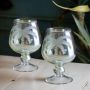 Set of Two Palm Etched Wine Glasses