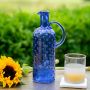 Tall Blue Bobble Glass Pitcher