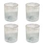 Set of Four Ribbed Recycled Glass Tumblers with Gold Rim