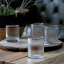 Set of Four Ribbed Recycled Glass Tumblers with Gold Rim