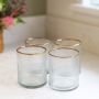 Set of Four Ribbed Recycled Glass Tumblers with Gold Rim