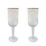 Set of Two Ribbed Recycled Glass Wine Glasses with Gold Rim