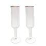 Set of Two Ribbed Recycled Glass Champagne Flutes with Gold Rim