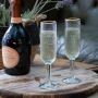 Set of Two Ribbed Recycled Glass Champagne Flutes with Gold Rim