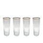 Set of Four Ribbed Recycled Glass High Balls with Gold Rim