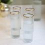 Set of Four Ribbed Recycled Glass High Balls with Gold Rim