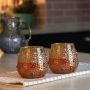 Set of Two Red Amber Ombre Glass Tumblers