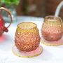 Set of Two Red Amber Ombre Glass Tumblers