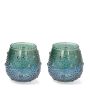 Set of Two Blue Green Ombre Glass Tumblers