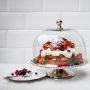 Large Beaded Edge Cake Stand with Glass Dome