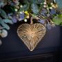 Raffia Heart Hanging Decoration - Gold/Natural