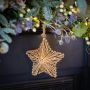 Raffia Star Hanging Decoration - Gold/Natural