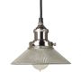 Polished Nickel Pendant Fitment with Small Ribbed Triangular Shade 