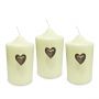 Set of Three Silver Solid Heart Candle Pins