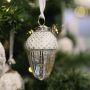 Medium Acorn Bauble - Antique White & Silver