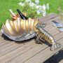 Gold and White Enamel Lobster and Shell Champagne Cooler