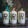 Set of Three Silver 'Love' Candle Pins