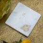 Set of 4 Marble Coasters with Brass Bee 