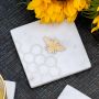 Set of 4 Marble Laser Etched Coasters with Brass Bee 