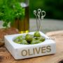 Olives Marble Olive Dish with picks 