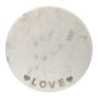 White Marble Round Cheeseboard with Brass Love Design