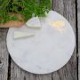 White Marble Round Cheeseboard with Brass Octopus Design