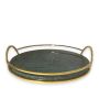 Green Marble Tray with Gold Handle