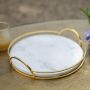 White Marble Tray with Gold Handle