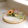 White Marble Tray with Gold Handle