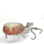 Octopus Holder with Large Red Amber Glass Bowl