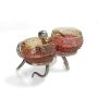 Octopus Holder with 2 Small Red Amber Glass Bowls