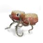 Octopus Holder with 2 Small Red Amber Glass Bowls