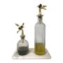 Olive Collection Oil & Vinegar Decanter Set on Marble Base