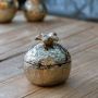 Golden Pomegranate Trinket Dish with Red Enamel