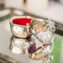 Golden Pomegranate Trinket Dish with Red Enamel