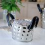 Polo Ice Bucket with Black Leather Handles