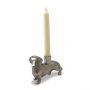 Sausage Dog Single Candle Holder - Silver Finish 