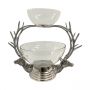 Tiered Glass Bowl with Stag Stand - Nickel Finish