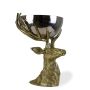 Antique Gold Stag Head with Hammered Metal Bowl