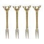 Set of Four Golden Stag Two-Prong Forks