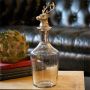 Glass Bell Decanter with Silver Neck and Nickel Finish Stag Stopper