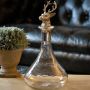 Glass Ships Decanter with Nickel Finish Stag Stopper