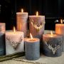 Set of Three Large Stag Antler Candle Pins - Silver Finish