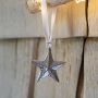 Extra Small Silver Hammered Star Decoration 